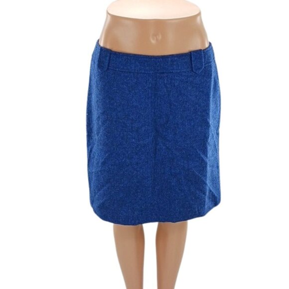Talbots Skirt Blue Straight Lined Wool Blend Fall Winter Womens Size 8 Petite - Picture 1 of 6